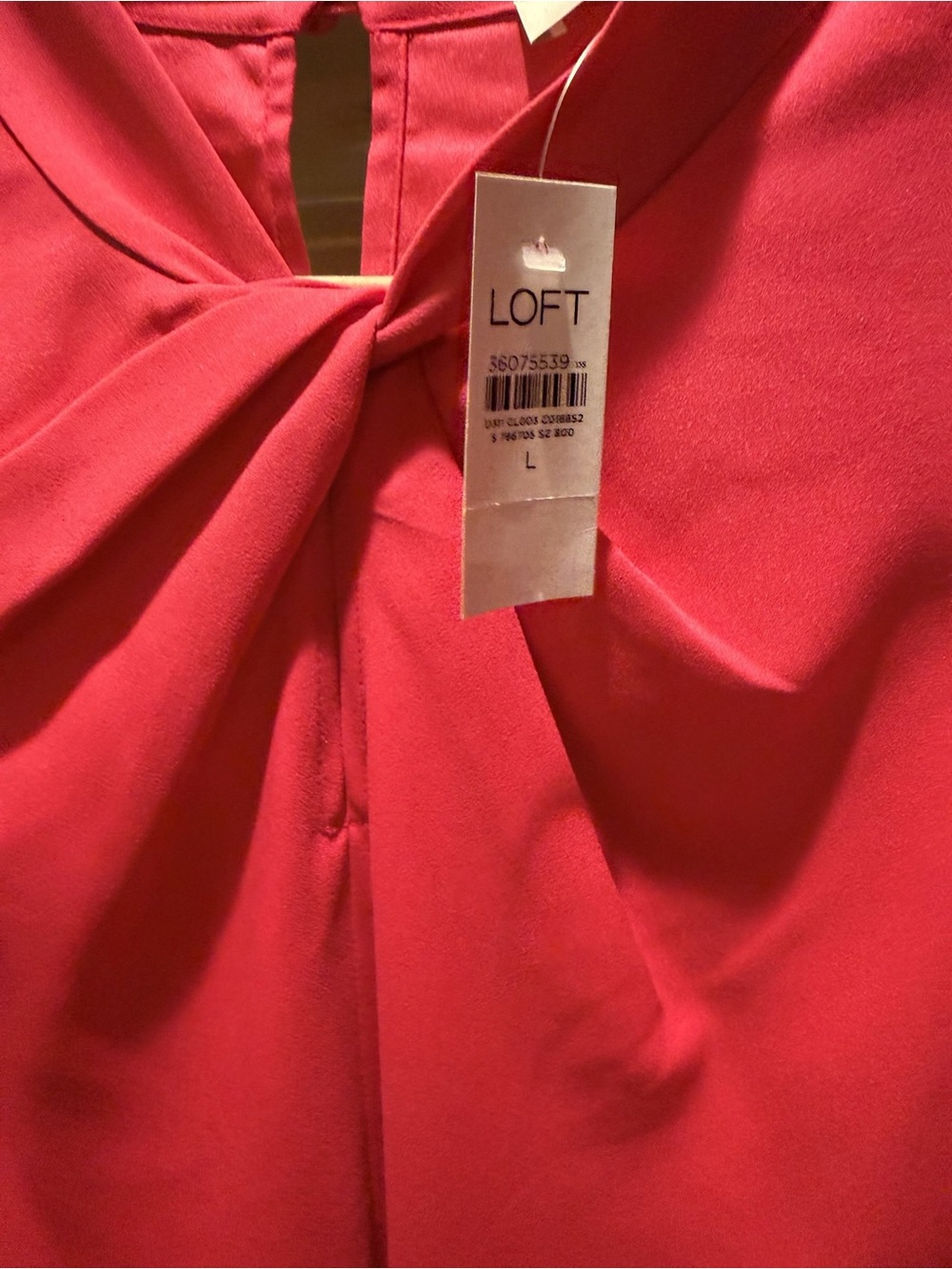 Ann Taylor Loft Women’s Pink Twist-Neck Puff-Sleeve Blouse - Picture 5 of 6